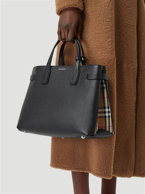 burberry medium banner house check leather tote|bloomingdales burberry tote.